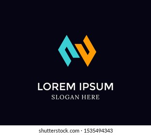Letter M logo. Isolated on black background. Vector Illustration. Abstract letter vector for web icon, Simple logo and element design. Initiall icons for company, logo brand business.