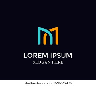 Letter m logo. Isolated on black background. Vector Illustration. Abstract letter vector for web icon, Simple logo and element design. Initiall icons for company, logo brand business.
