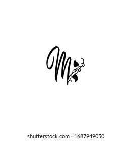 Letter M Letter Logo with leaf plant ornament design vector