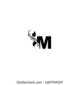 Letter M Letter Logo with leaf plant ornament design vector