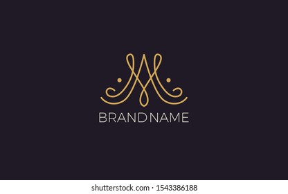 Letter M logo with luxurious style in gold color