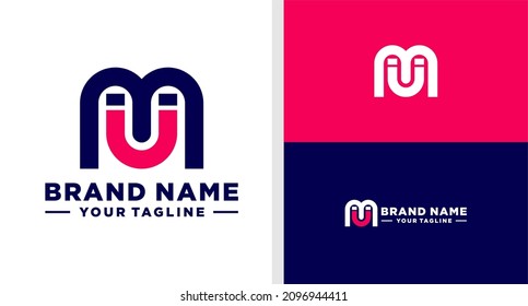 LETTER M LOGO MAGNET NEGATIVE SPACE SIMPLE EDITABLE