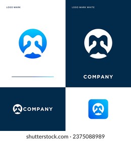 Letter M Logo with Mermaid or Whale tail Template  Vector Icon Illustration Design