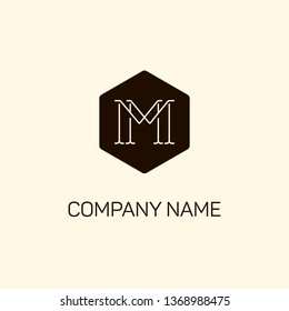 Letter M logo or MM initials two modern monogram symbol