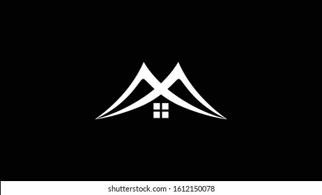 Letter M logo or MM initials two modern monogram symbol,black and white Background
