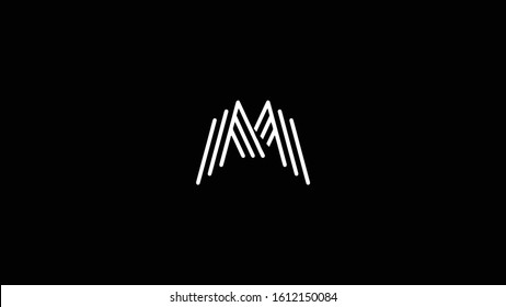 Letter M logo or MM initials two modern monogram symbol,black and white Background
