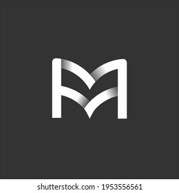 Letter M logo or MM initials two modern monogram symbol with shadow, mockup black and white M initial based letter icon logo.