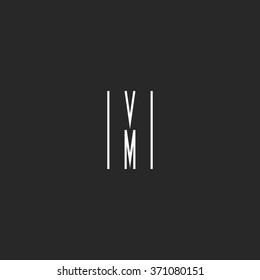 Letter M logo mockup hipster monogram outline, abstract design element modern thin line emblem