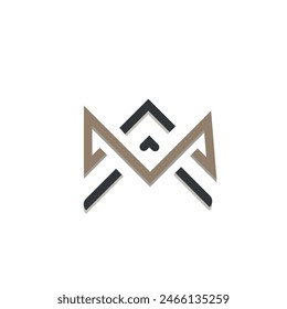 Logotipo de la letra M en un estilo moderno con líneas y barras cortadas. Vector
