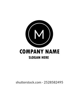 Logotipo de la letra M en un estilo moderno con corte de barra y líneas. Vector