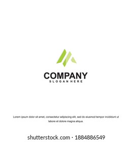 Letter M logo modern. Icon flat and vector design template. The geometric letter M logo type for brand or company with text.