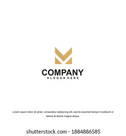 Letter M logo modern. Icon flat and vector design template. The geometric letter M logo type for brand or company with text.