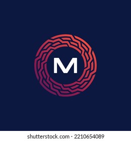 logotipo de letra M emblema de tecnología moderna.