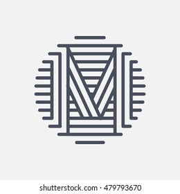 Letter "M" logo monogram. Creative line art design. Vector line logotype.