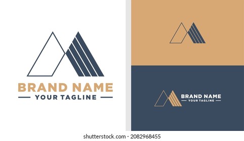 LETTER M LOGO MONOGRAM LUXURY LINEA EDITABLE