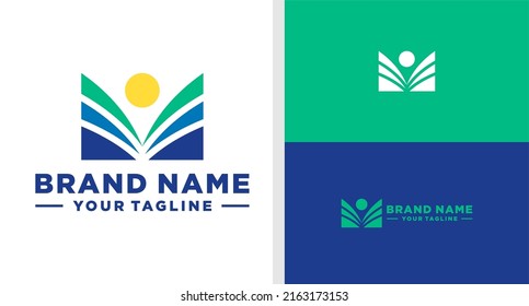 LETRA M LOGO MONOGRAM PALM LEAF SIMPLE EDITABLE
