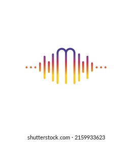 letter M logo music equalizer color line design vector