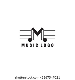 letter M logo music instrument ornament vector design