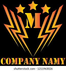 letter M logo on a black background