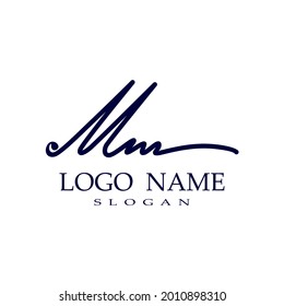 letter m logo on blue on white background