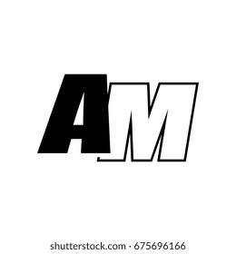 letter A and M logo overlapping black negative