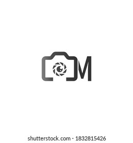 Letter M logo of the photography is combined with the camera icon template