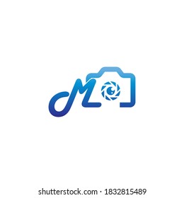 Letter M logo of the photography is combined with the camera icon template