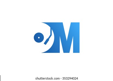 Letter M Logo, Record Vinyl Logo Design.