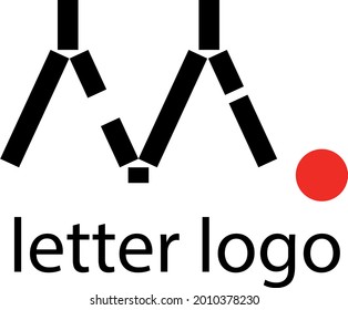 logotipo de letra m con diseño moderno de punto rojo