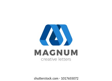 Letter M Logo ribbon design vector template.