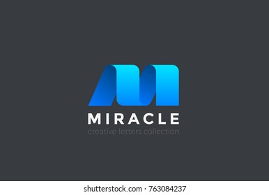 Letter M Logo ribbon design abstract vector template.