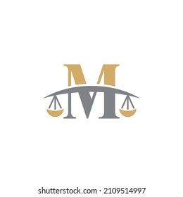 Letter M Logo With Scale of Justice Logo Icon 003