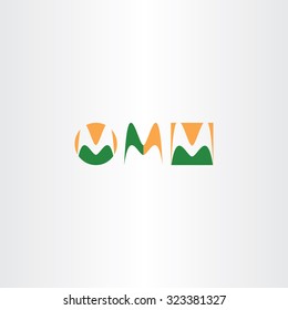 letter m logo set green orange icon vector design