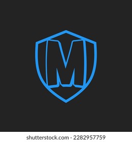 Letter M logo with shift and blue color logo illustration for sports,symbol, otomotif,or others