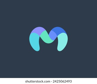 A letter M logo from simple abstract shapes. Creative monogram initial sign logotype. Vector illustration.