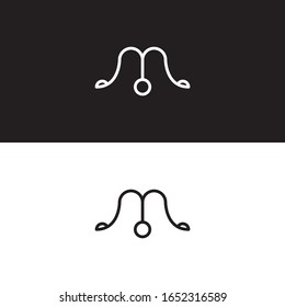 Buchstabe M Logo. einfaches Design des M-Logos aus schwarz-weißem Buchstaben.