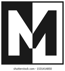 Letter M logo with a square model