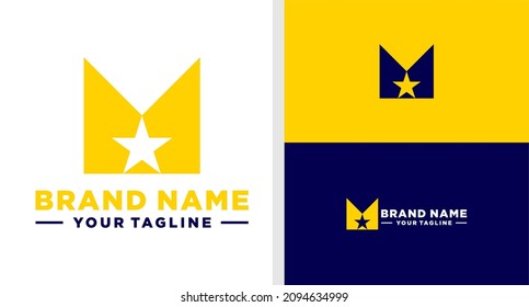 LETTER M LOGO STAR NEGATIVE SPACE EDITABLE