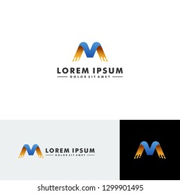 Letter M logo technology icon design vector