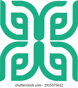 plantilla de logotipo de letra M en alfabeto árabe combinado con forma de hoja