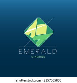 Letter M Logo Template, Emerald Diamond Gemstone Company Branding, Logo Corporate Identity, Modern And Elegant Style Design