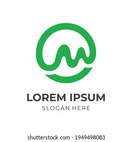 letter M logo template with flat green color style