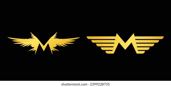 letter M logo template flying wings concept. Illustrations vector