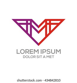 Letter M logo template icon design stock elements 