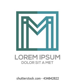Letter M logo template icon design stock elements 