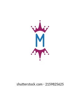 letter M logo template king crown illustration vector design