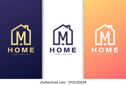 Letter M logo template. Modern home logo concept
