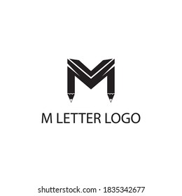 Letter M logo template, simple pencil illustration design, vector