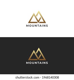 Letter M logo template. Simple mountains icon. Creative elegant vector logotype.