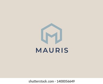 Letter M logo template. Unique modern creative elegant logotype. Vector icon.